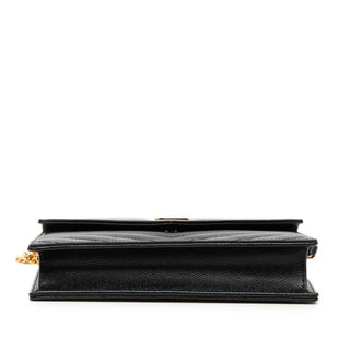 Saint Laurent Grain De Poudre Chevron Cassandre Envelope Chain Wallet