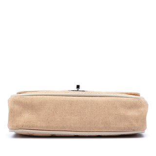 Chanel Medium Classic Canvas Lambskin Trimmed Double Flap