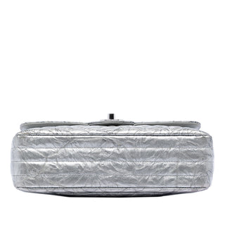 Chanel Small Classic Chevron Metallic Crumpled Calfskin Double Flap