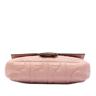 Fendi Zucca Embossed Leather Baguette Satchel