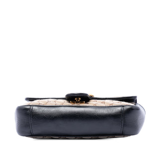 Gucci Small GG Marmont Matelasse Diagonal GG Canvas and Leather Shoulder Bag
