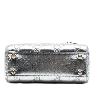 Dior Mini Metallic Crinkled Calfskin Cannage Lady Dior
