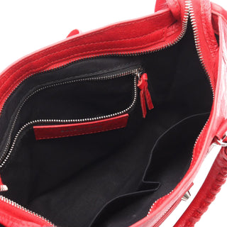 Balenciaga Small Lambskin Motocross Classic City Satchel