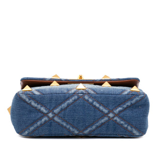 Valentino Medium Denim Roman Stud Satchel