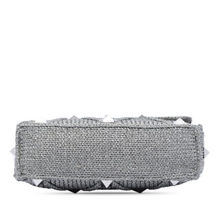 Valentino Large Metallic Knit Roman Stud Satchel