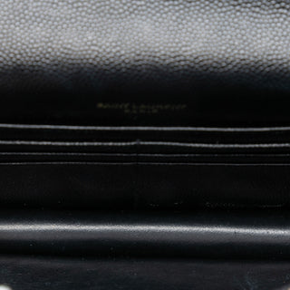 Saint Laurent Grain De Poudre Matelasse Chevron Monogram Chain Wallet