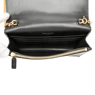 Saint Laurent Small Croc Embossed Leather Monogram Kate Tassel Crossbody
