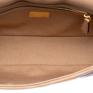 Fendi Zucca Embroidered Canvas Baguette Satchel