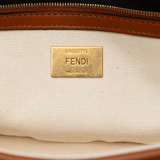 Fendi Zucca Embroidered Canvas Baguette Satchel
