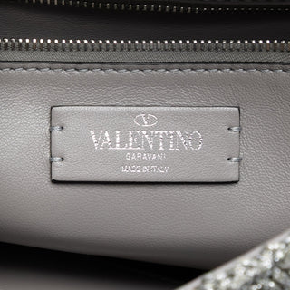 Valentino Large Metallic Knit Roman Stud Satchel