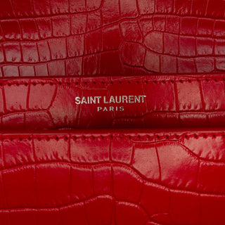 Saint Laurent Medium Croc Embossed Leather Monogram Sunset Crossbody