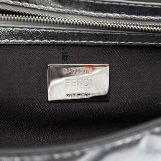 Fendi Medium Metallic Leather Embossed FF Baguette Satchel