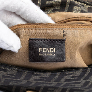 Fendi Large Zucca Canvas Mia Flap Shoulder Bag