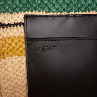 LOEWE Paulas Ibiza Medium Raffia Striped Font Tote
