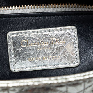 Dior Mini Metallic Crinkled Calfskin Cannage Lady Dior