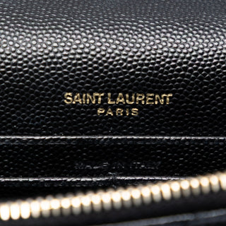 Saint Laurent Grain De Poudre Matelasse Chevron Monogram Chain Wallet
