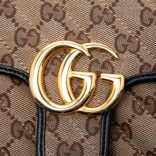 Gucci Small GG Marmont Matelasse Diagonal GG Canvas and Leather Shoulder Bag