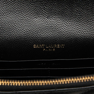 Saint Laurent Grain De Poudre Chevron Cassandre Envelope Chain Wallet