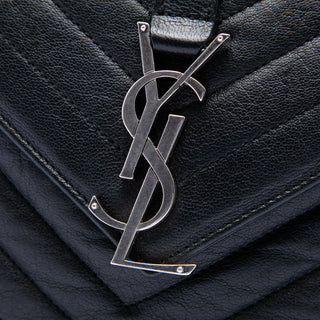 Saint Laurent Medium Chevron Sheepskin Monogram College Punk Shoulder Bag