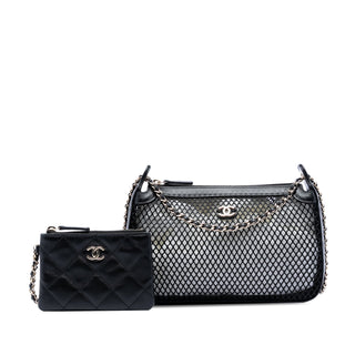 Chanel CC Mesh and Shiny Lambskin Clutch with Chain