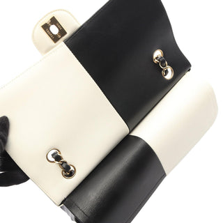 Chanel Medium Classic Bicolor Lambskin Geometric Colorblock Double Flap