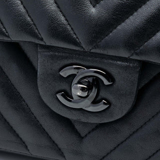 Chanel Medium Classic Chevron Lambskin So Black Double Flap