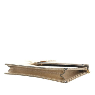 Saint Laurent Metallic Crackled Chevron Calfskin Monogram Envelope Chain Wallet