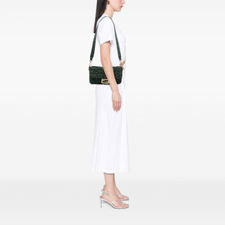 Fendi Zucca Interlaced Jacquard Baguette Satchel