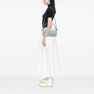 Fendi Zucca Embossed Leather Baguette Satchel