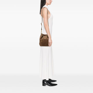 Chanel Small CC Quilted Suede On My Shoulder Drawstring Bucket Bag
