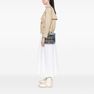 Valentino Medium Denim Roman Stud Satchel
