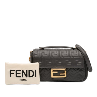 Fendi Small FF Nappa Embossed Chain Midi Baguette