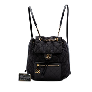 Chanel CC Quilted Denim and Calfskin Backpack