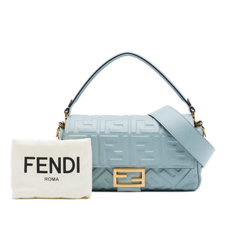 Fendi Zucca Embossed Leather Baguette Satchel
