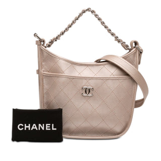 Chanel Small Quilted Metallic Calfskin Jungle Stroll Hobo