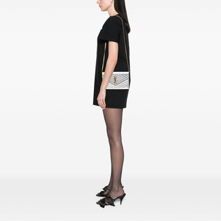 Saint Laurent
Metallic Chevron Monogram Chain Wallet