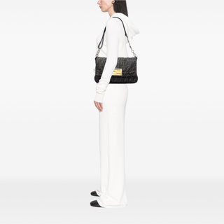 Fendi Large Zucca Canvas Mia Flap Shoulder Bag