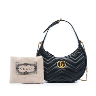 Gucci Mini GG Marmont Matelasse Calfskin Half Moon Bag