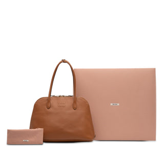 Miu Miu Softy Calfskin Embossed Logo Shoulder Bag