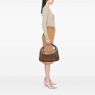 Bottega Veneta Small Metallic Nappa Intrecciato Veneta Hobo