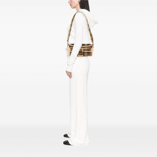 Fendi
Pequin Gingham Canvas And Raffia Baguette Satchel