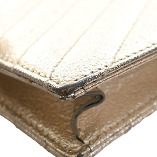 Saint Laurent Metallic Crackled Chevron Calfskin Monogram Envelope Chain Wallet